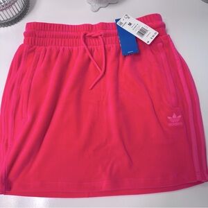 Adidas x Jeremy Scott Velour 💕Solar Pink Track Mini Skirt Sz M NWT